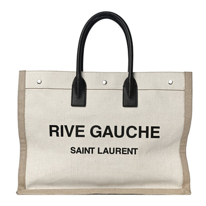 Saint Laurent Linen Calfskin Rive Gauche Tote Optic White 1 of 10