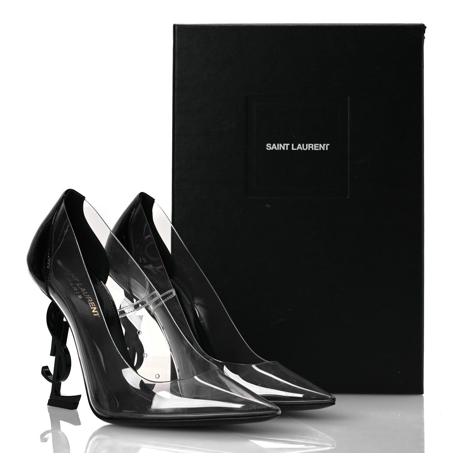 Saint Laurent Patent Calfskin PVC Opyum 110 Pump 38 Black Transparent 13 of 13