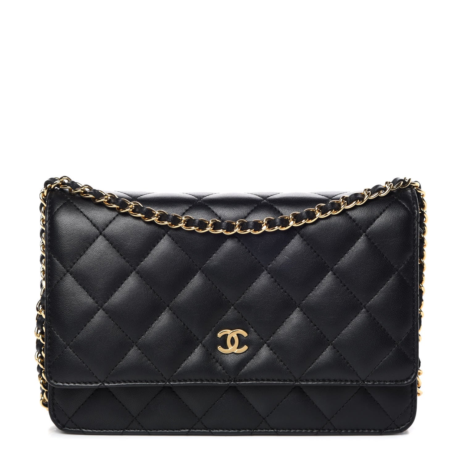 Chanel Lambskin Quilted Wallet On Chain WOC Black 1 of 11