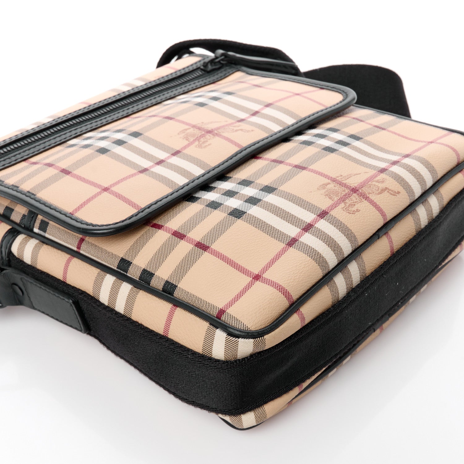 Burberry Haymarket Check Zip Messenger Bag Black 8 of 9
