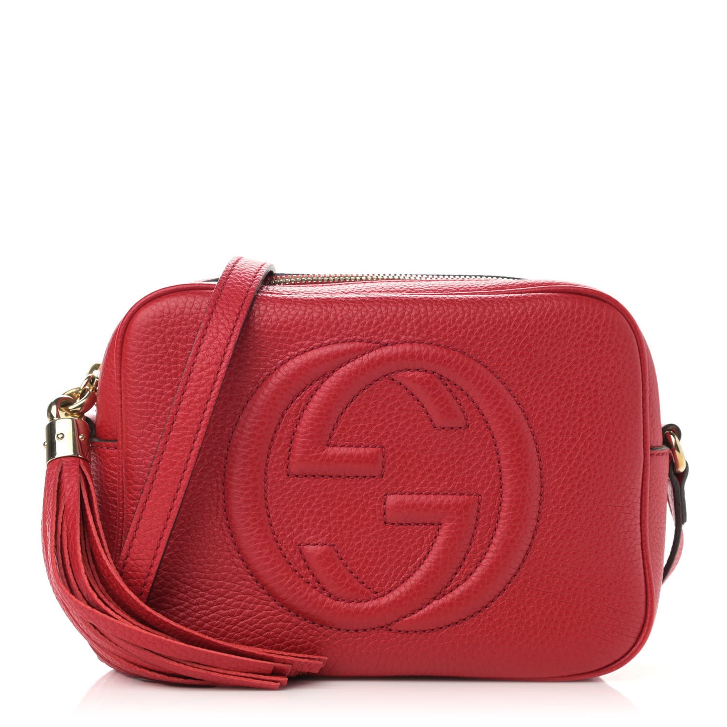 Pebbled Calfskin Small Soho Disco Bag Vibrant Red