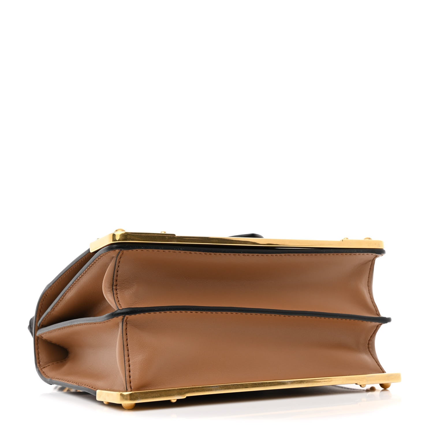 Prada City Calfskin Saffiano Cahier Bag Caramel Black 4 of 10