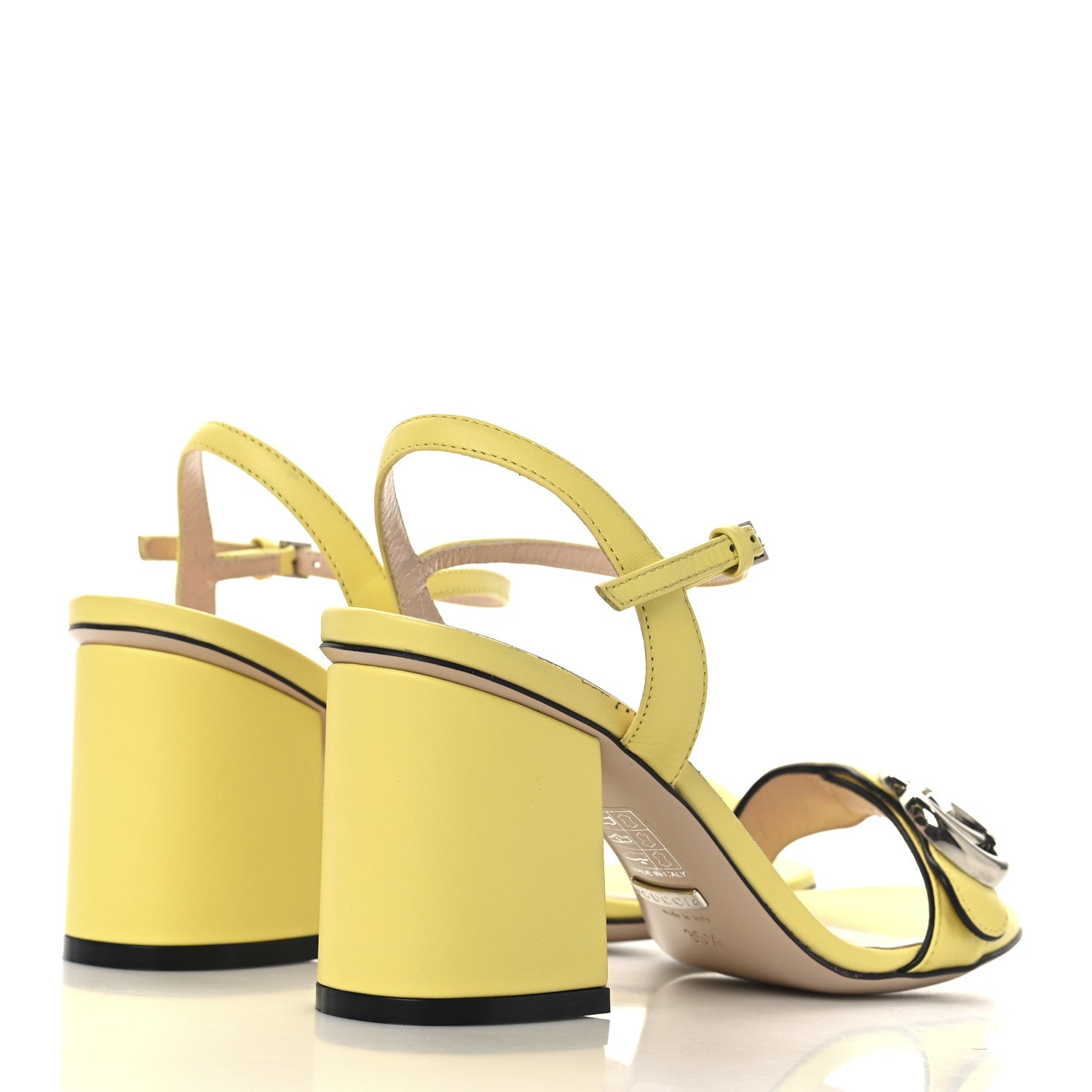 Gucci Lifford Calfskin GG Marmont Ankle Wrap 75mm Sandals 35.5 Banana 5 of 10