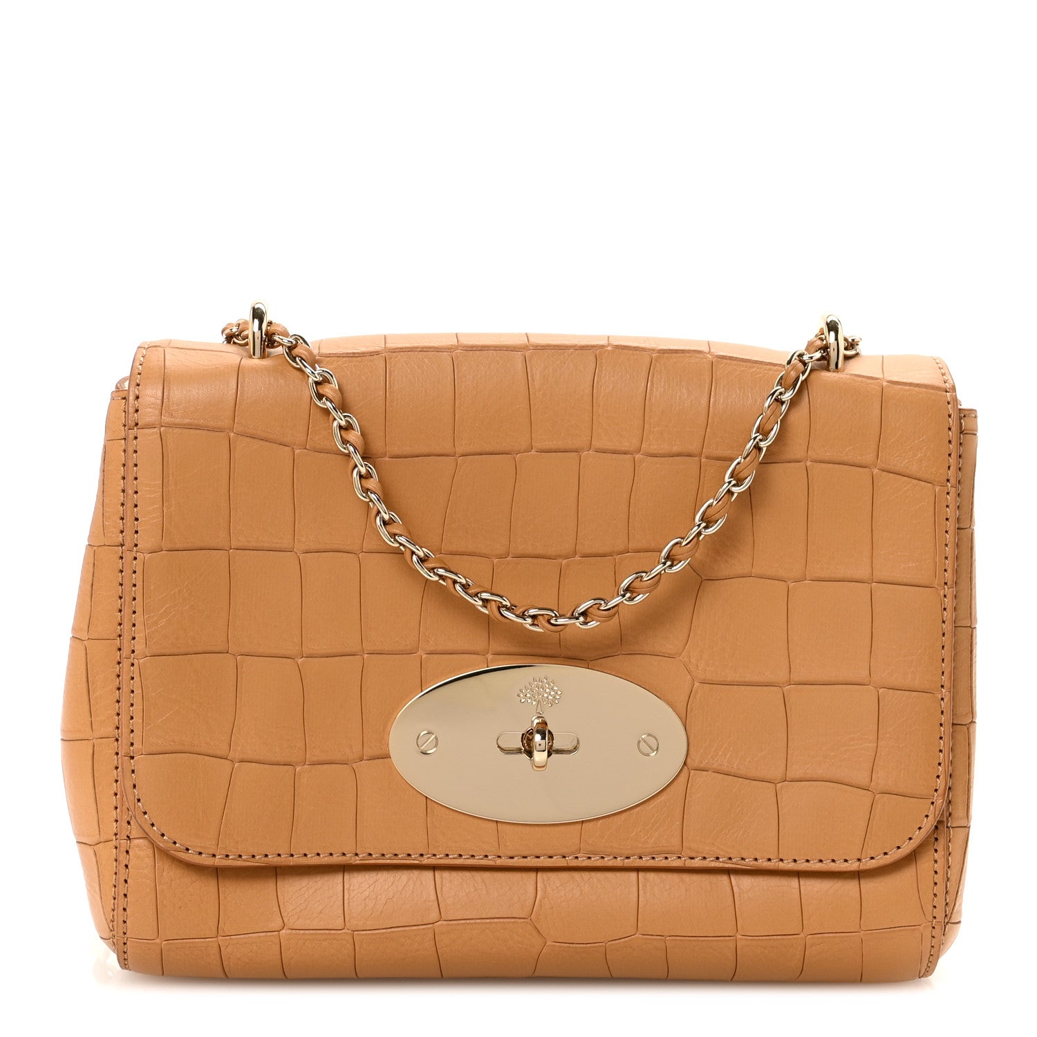 Mulberry Nappa Crocodile Embossed Small Lily Flap Camel 1774937