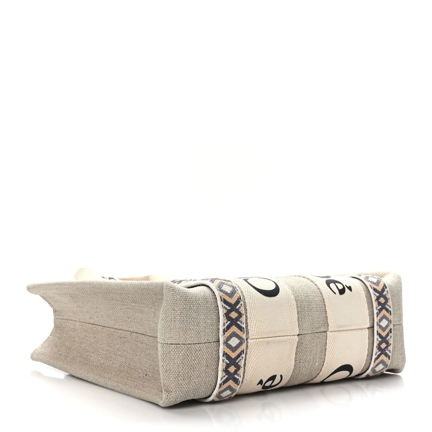 Chloe Cotton Calfskin Small Woody Ribbon Tote With Strap Slate Green 4 of 8