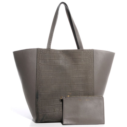 Celine Crocodile Embossed Medium Horizontal Cabas Phantom Grey 5 of 9