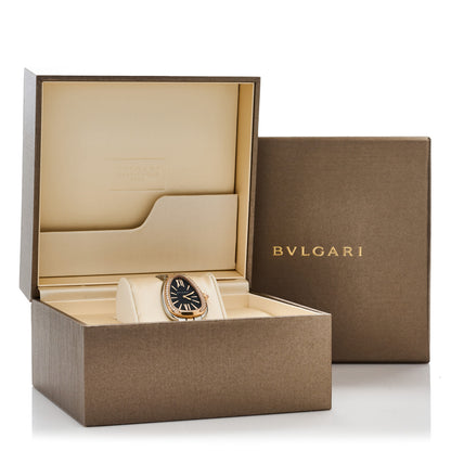 Bulgari Stainless Steel 18K Rose Gold Diamond Bezel 33mm Serpenti Seduttori Quartz Watch Black 5 of 5