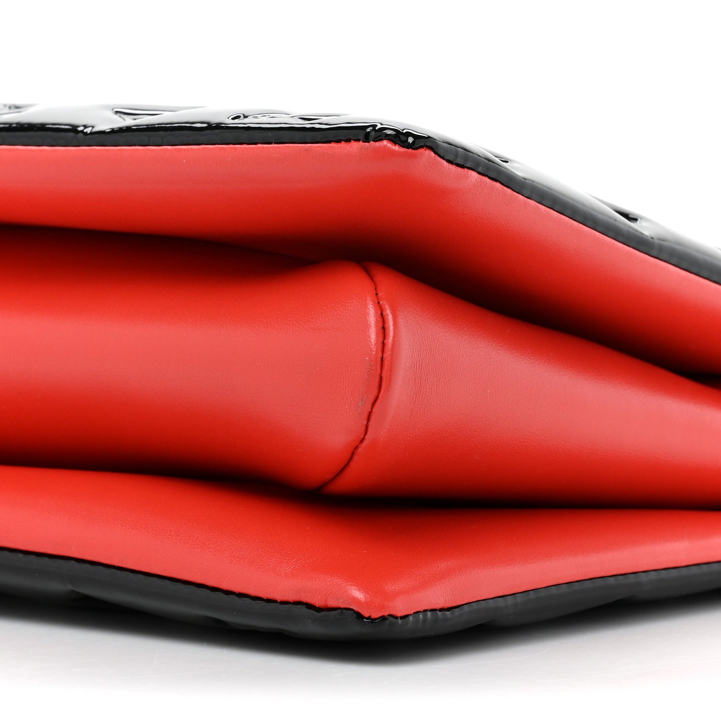 Patent Embossed Monogram Lambskin Coussin MM Black Red
