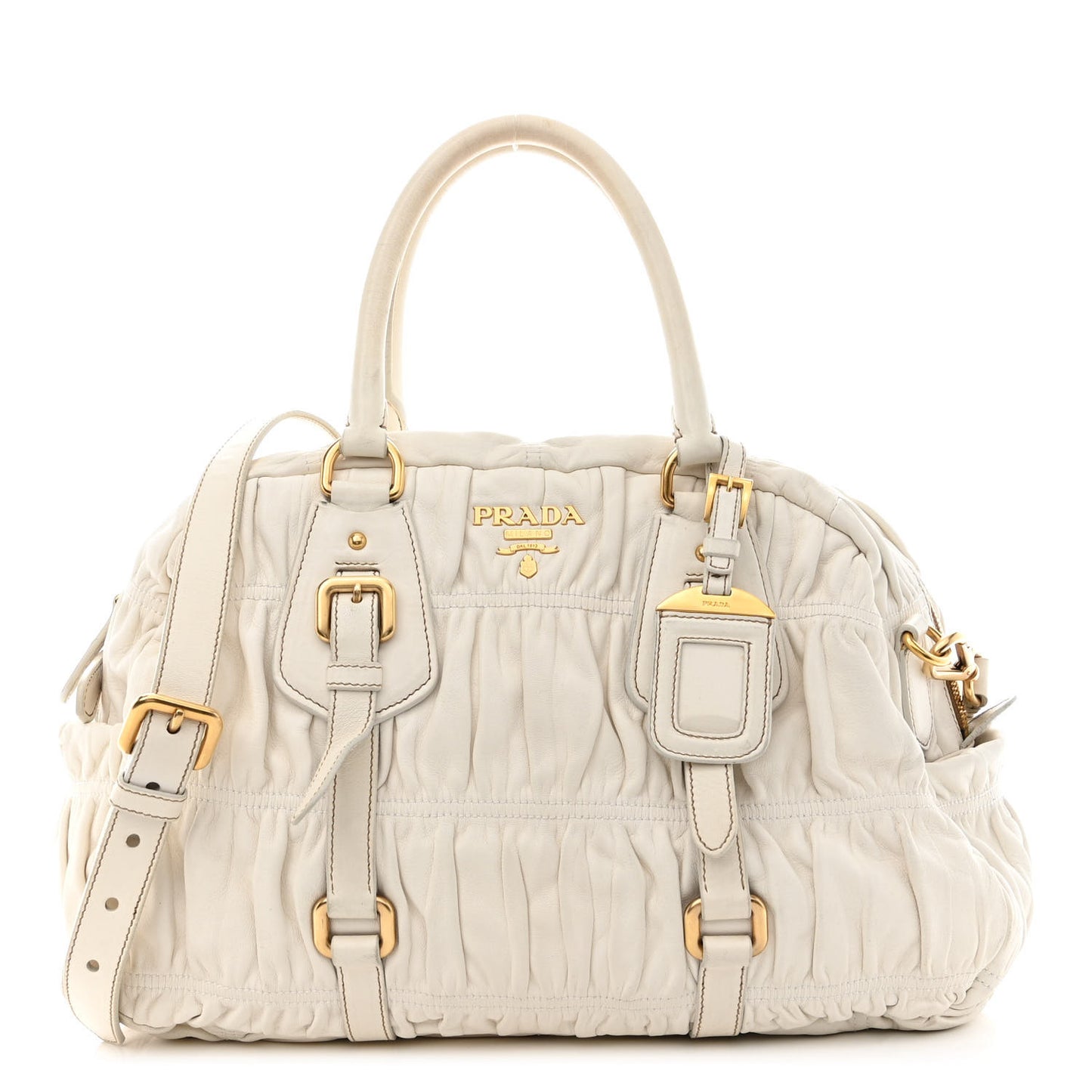 Nappa Gaufre Shopping Satchel White