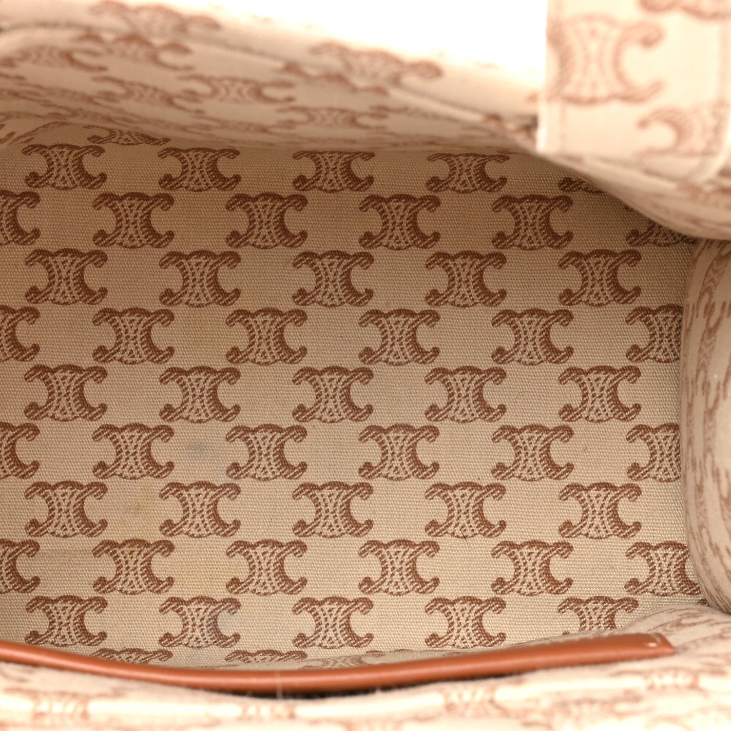Celine Canvas Calfskin Triomphe Print Small Cabas Thais White 5 of 16