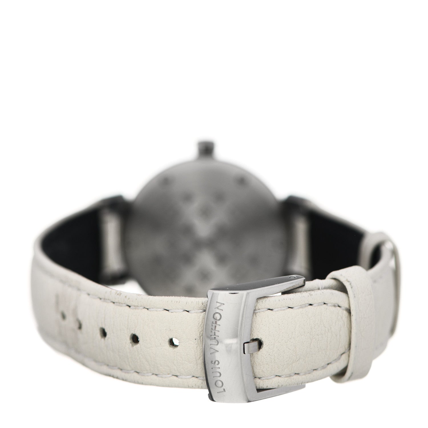 Louis Vuitton Stainless Steel Calfskin Diamond Mother of Pearl 28mm Tambour Idylle Blossom Quartz Watch 3 of 5