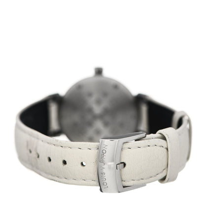 Louis Vuitton Stainless Steel Calfskin Diamond Mother of Pearl 28mm Tambour Idylle Blossom Quartz Watch 3 of 5