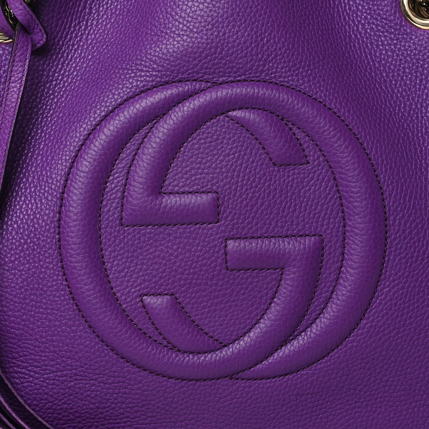 Gucci Pebbled Calfskin Medium Soho Chain Shoulder Bag Shine Purple 8 of 10