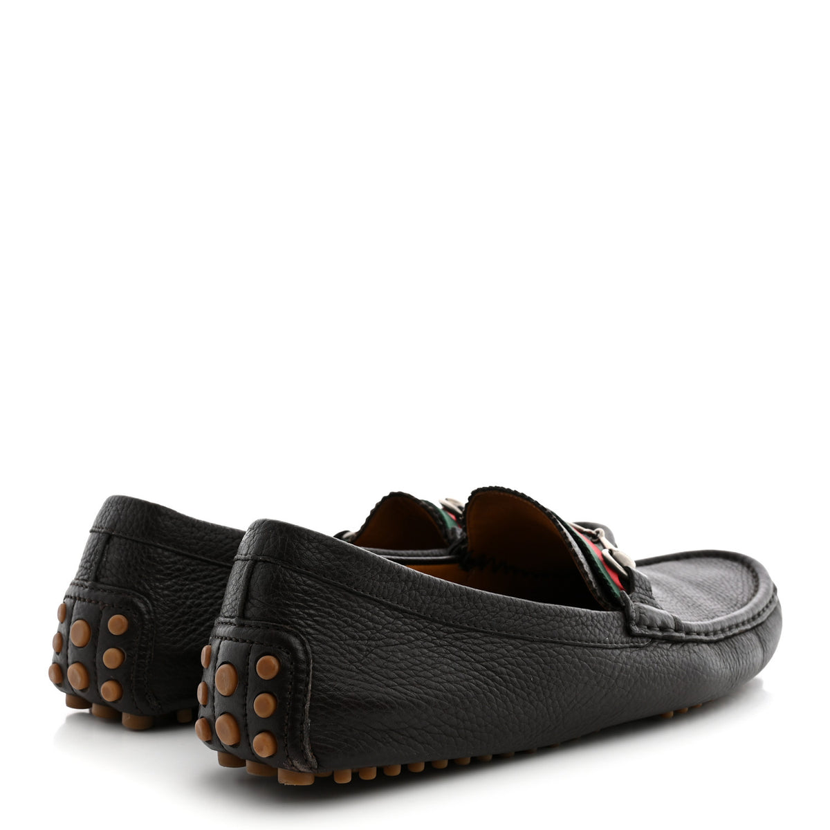 Gucci Road Calfskin Web Mens Horsebit Driver Loafers 10.5 Cocoa 5 of 11