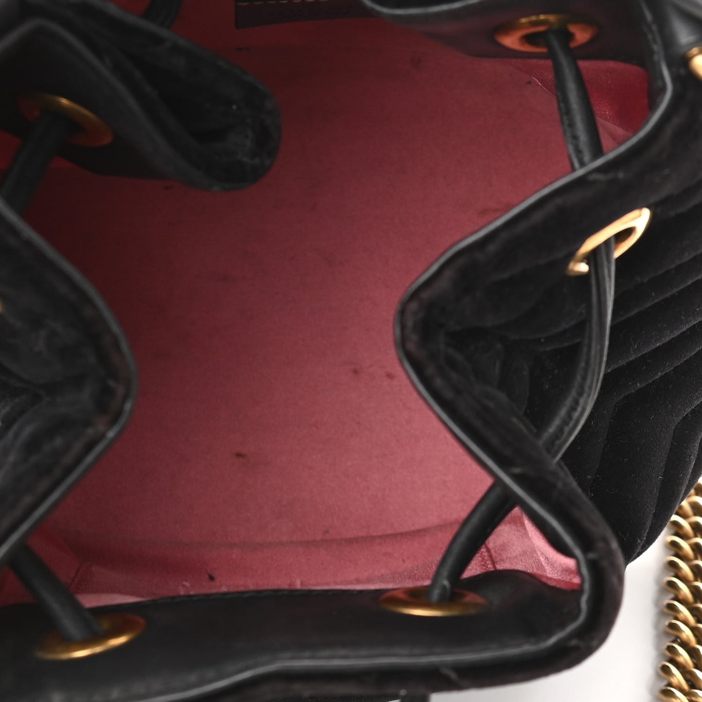 Velvet Matelasse GG Marmont Bucket Bag Black