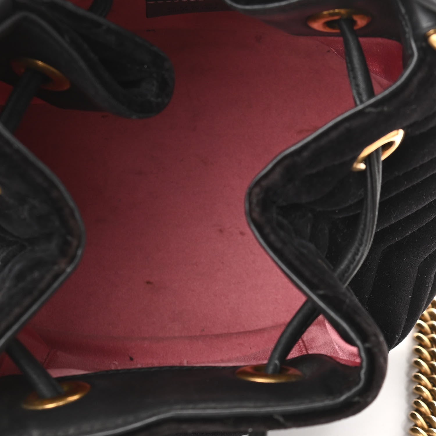 Gucci Velvet Matelasse GG Marmont Bucket Bag Black 5 of 9