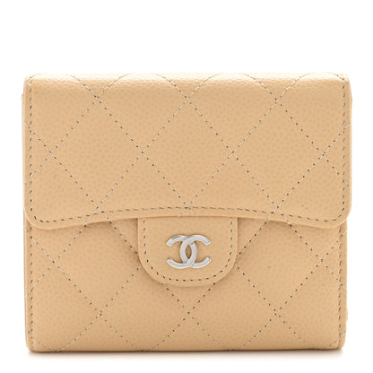 Chanel Caviar Quilted Compact Flap Wallet Beige 1 of 7