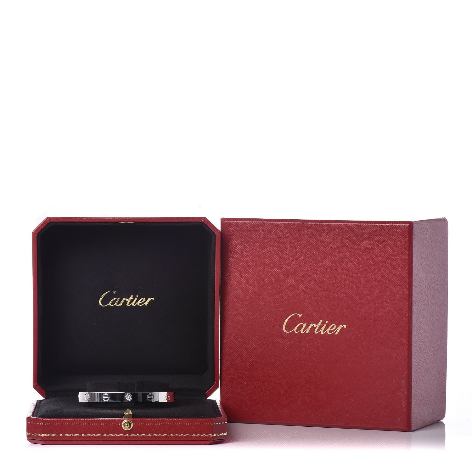 Cartier 18K White Gold 1 Diamond LOVE Cuff Bracelet 17 5 of 5