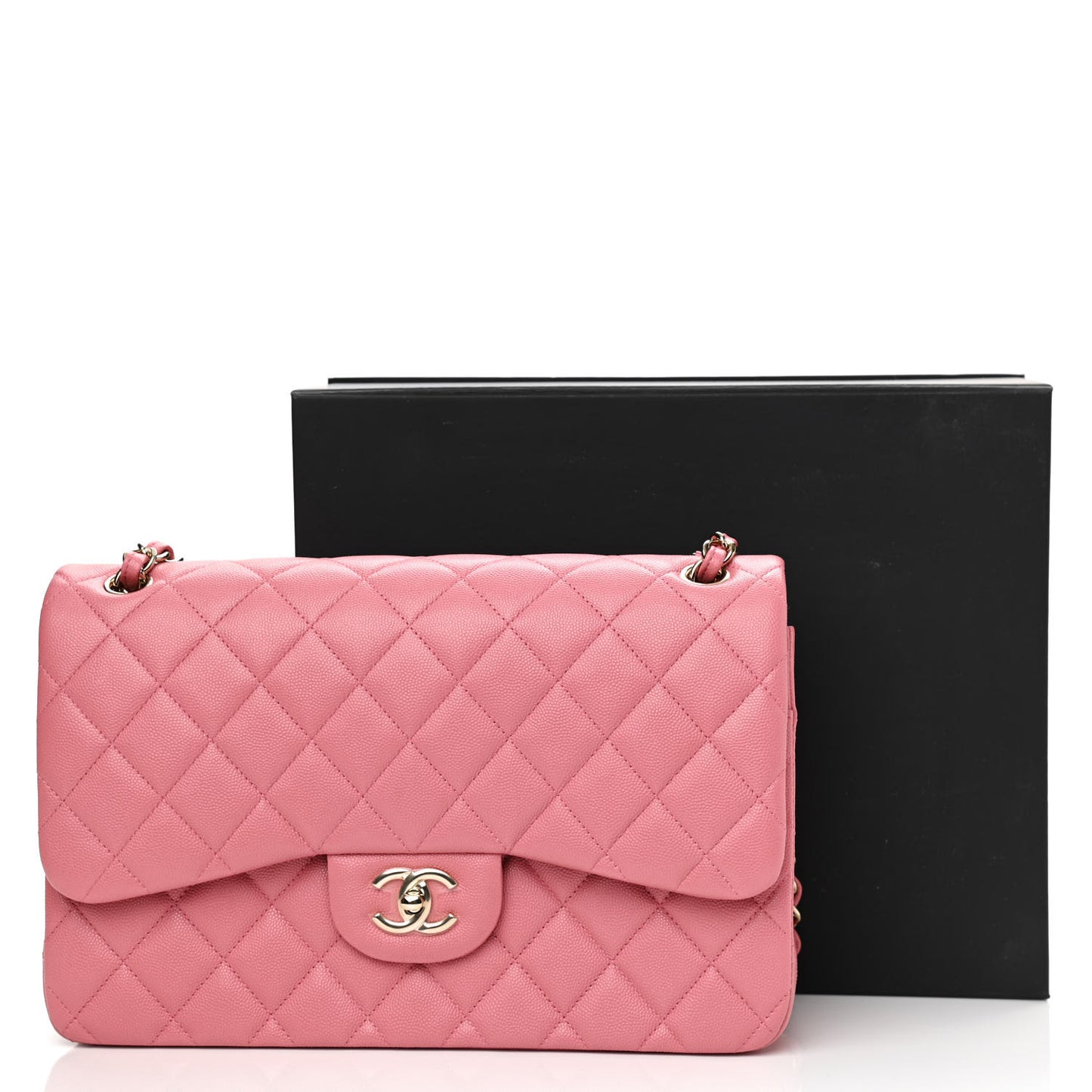 Caviar Quilted Jumbo Double Flap Dark Pink