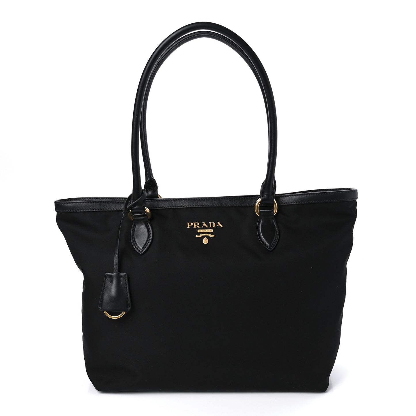 Tessuto Nylon Soft Calf Shopping Tote Black