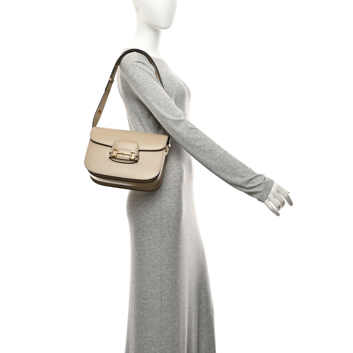 Azalea Calfskin Horsebit 1955 Shoulder Bag  Oatmeal