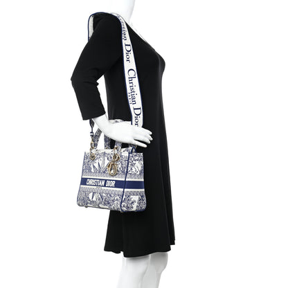 Christian Dior Canvas Reverse Embroidered Rêve d'Infini Medium Lady D-Lite Blue Multicolor 2 of 18