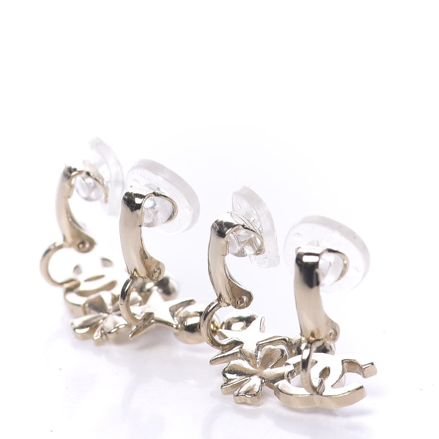 Crystal Pearl Sergeant CC Clip On Earrings Gold