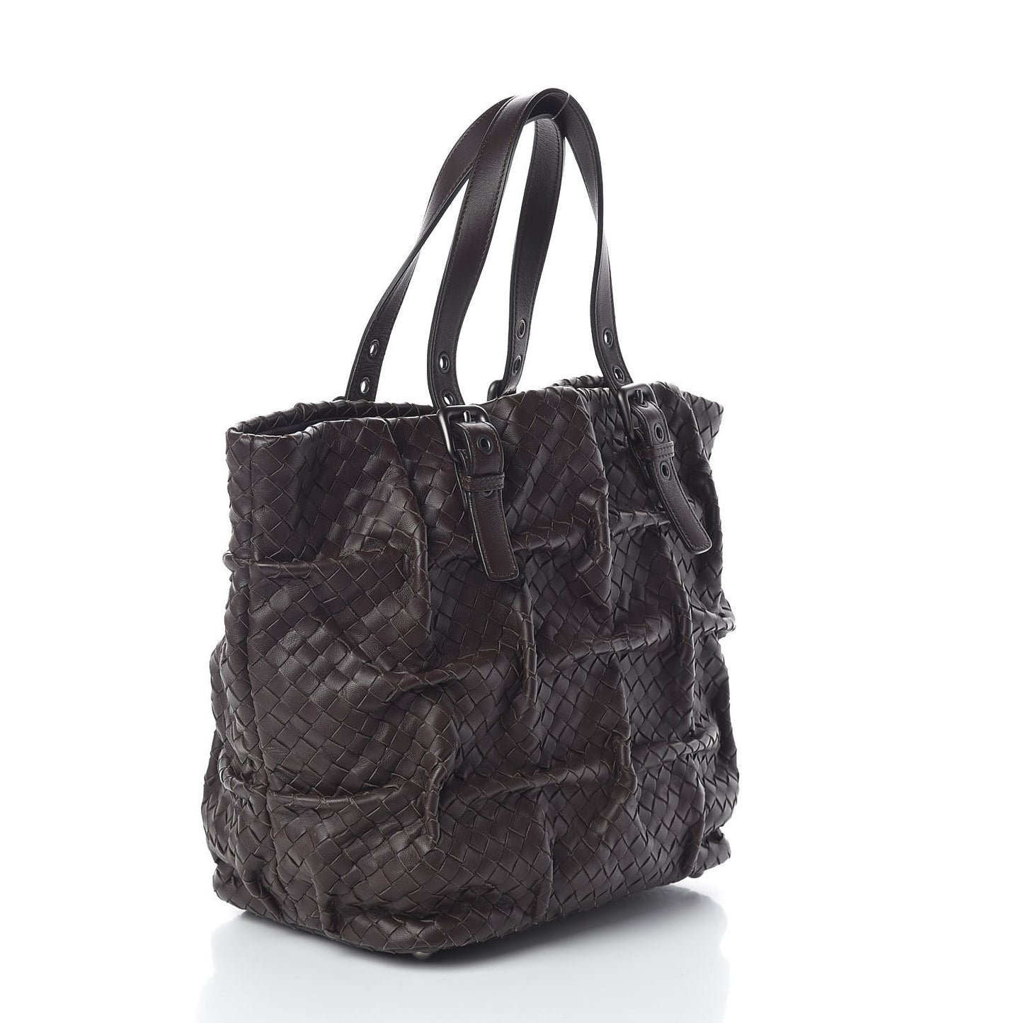 Nappa Intrecciato Pleated Tote Ebano