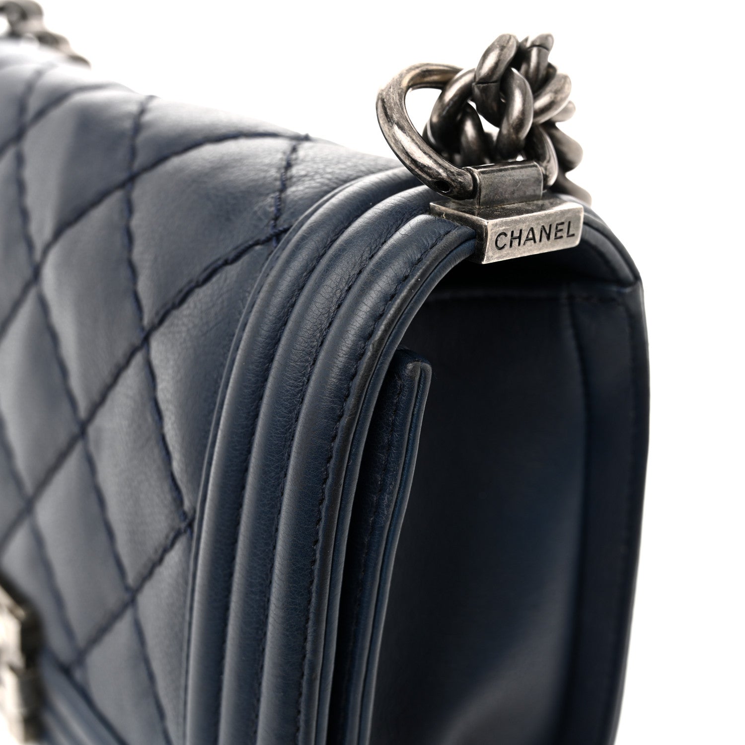 Chanel Calfskin Double Stitch Medium Boy Flap Marine 13 of 14