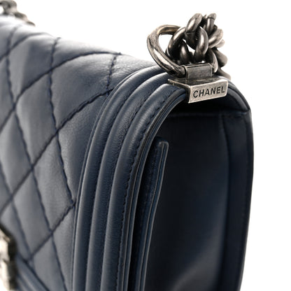 Chanel Calfskin Double Stitch Medium Boy Flap Marine 13 of 14