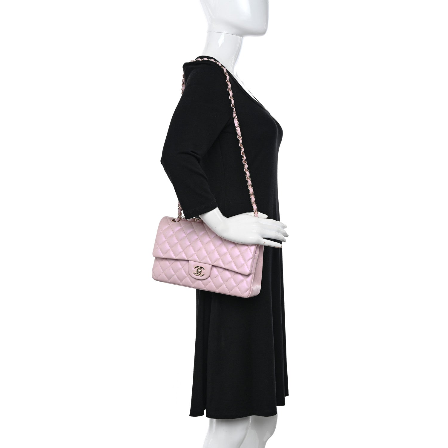 Chanel Iridescent Calfskin Quilted Medium Double Flap Pink 2 of 11
