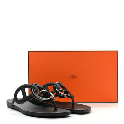 Hermes Rubber Womens Egerie Sandals 39 Black 9 of 9