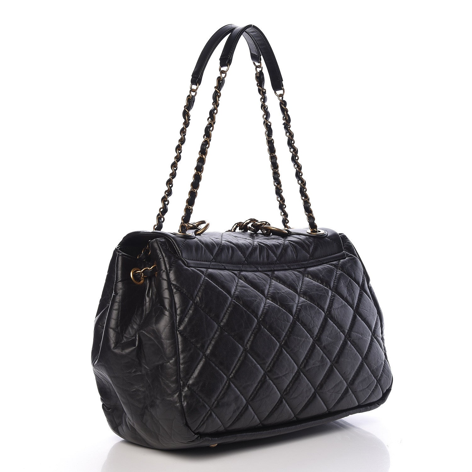 Chanel Aged Calfskin Quilted Large Pondichery Flap Black 3 of 10