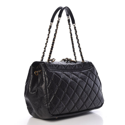 Chanel Aged Calfskin Quilted Large Pondichery Flap Black 3 of 10