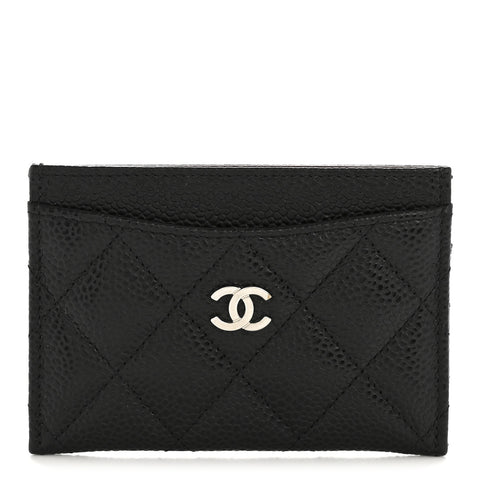 Caviar Quilted Card Holder Black