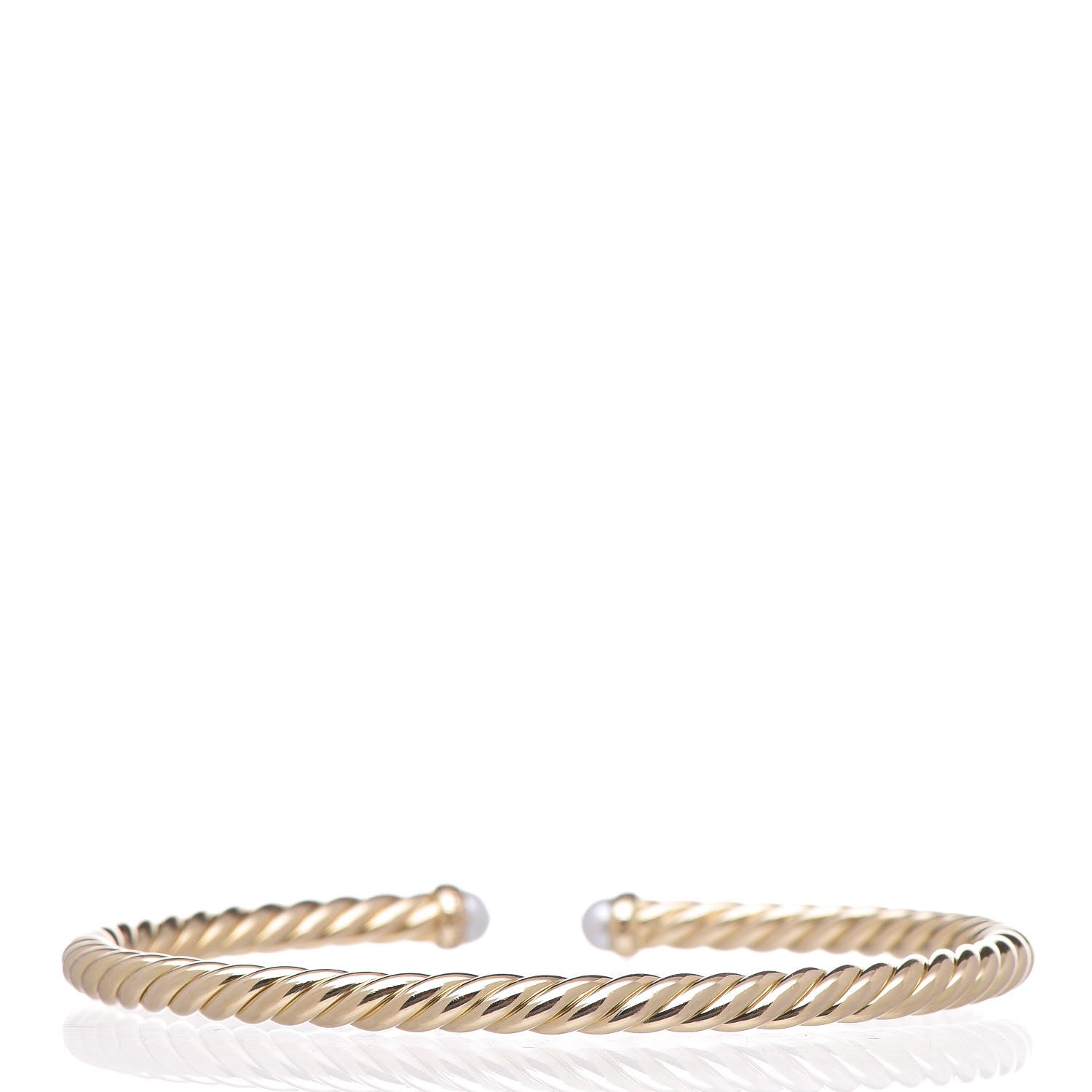 David Yurman 18K Yellow Gold Pearl 4mm Cablespira Bracelet 3 of 4