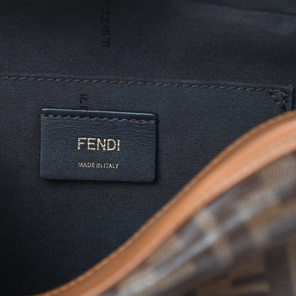 Fendi Glazed Fabric Vitello Century FF 1974 Stamp Patch Camera Case Mogano Panna Caramello 6 of 12