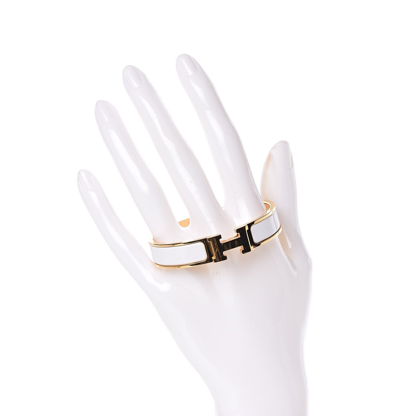 Enamel Narrow Clic Clac H Bracelet PM White
