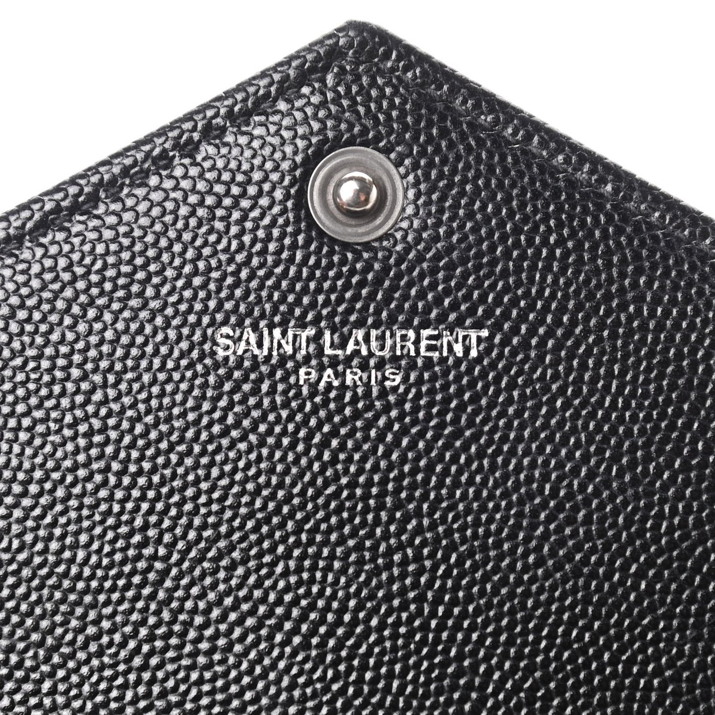 Grain De Poudre Matelasse Chevron Monogram Envelope Chain Wallet Black