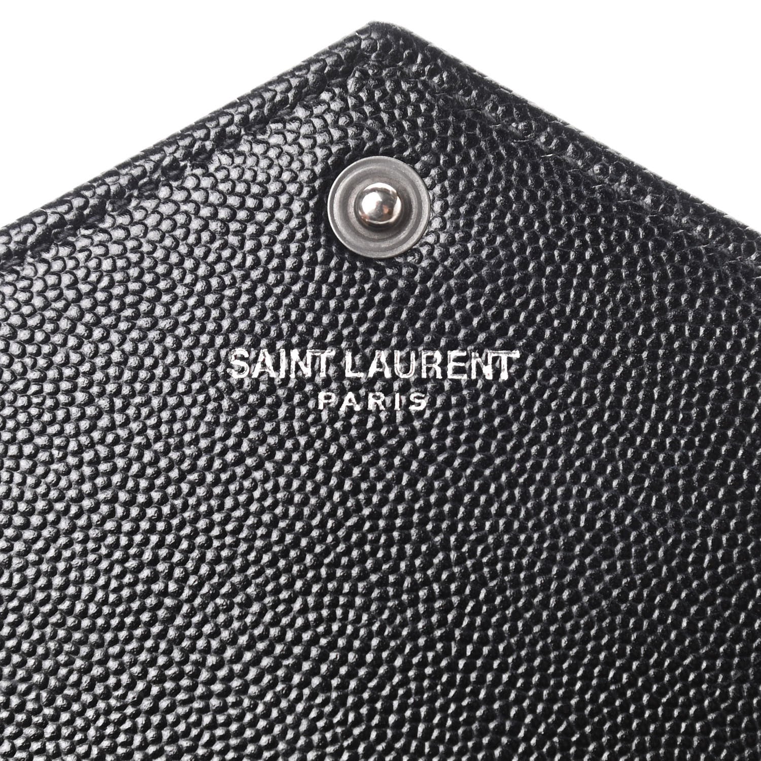 Saint Laurent Grain De Poudre Matelasse Chevron Monogram Envelope Chain Wallet Black 8 of 9
