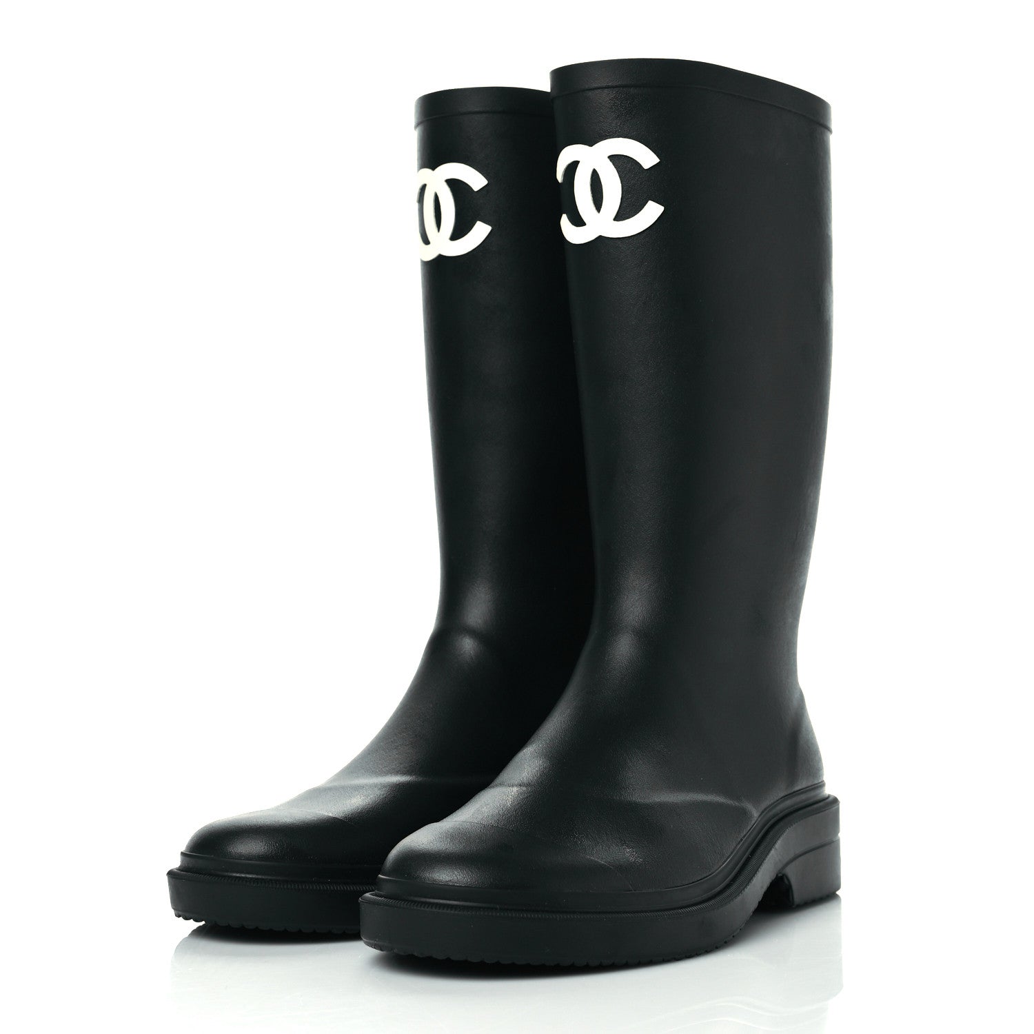 Chanel Caoutchouk CC High Boots 37 Black 3 of 8