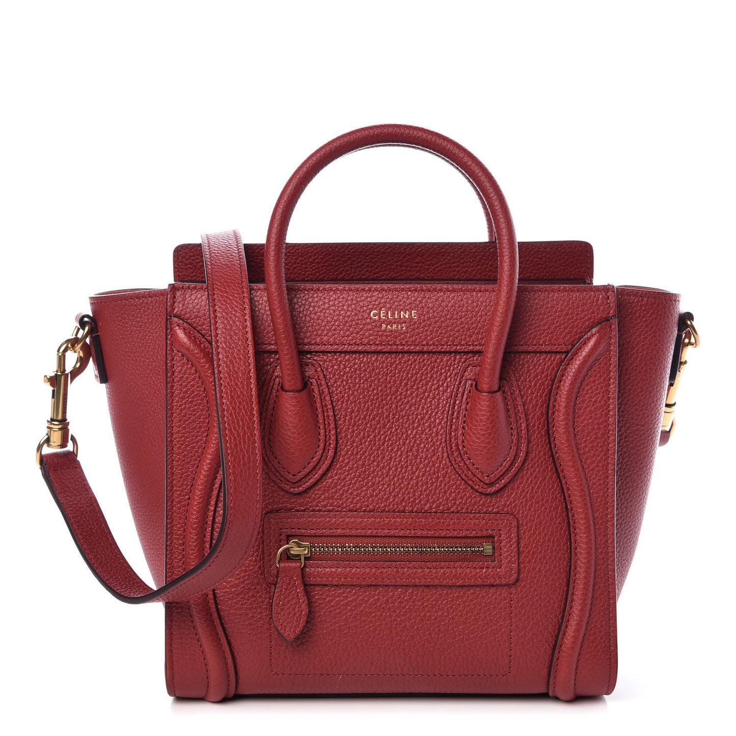 Drummed Calfskin Nano Luggage Coquelicot