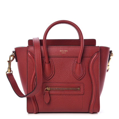 Celine Drummed Calfskin Nano Luggage Coquelicot 1 of 7