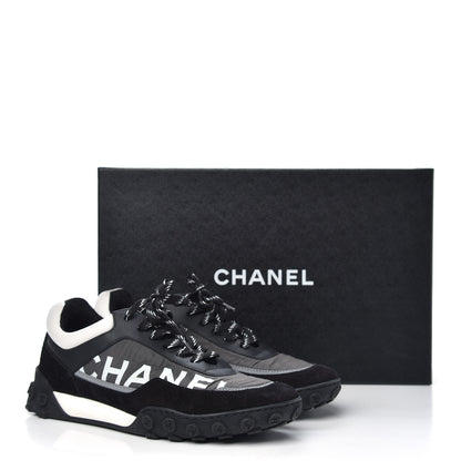 Chanel Nylon Calfskin CC Sneakers 38 Black Grey White 11 of 11