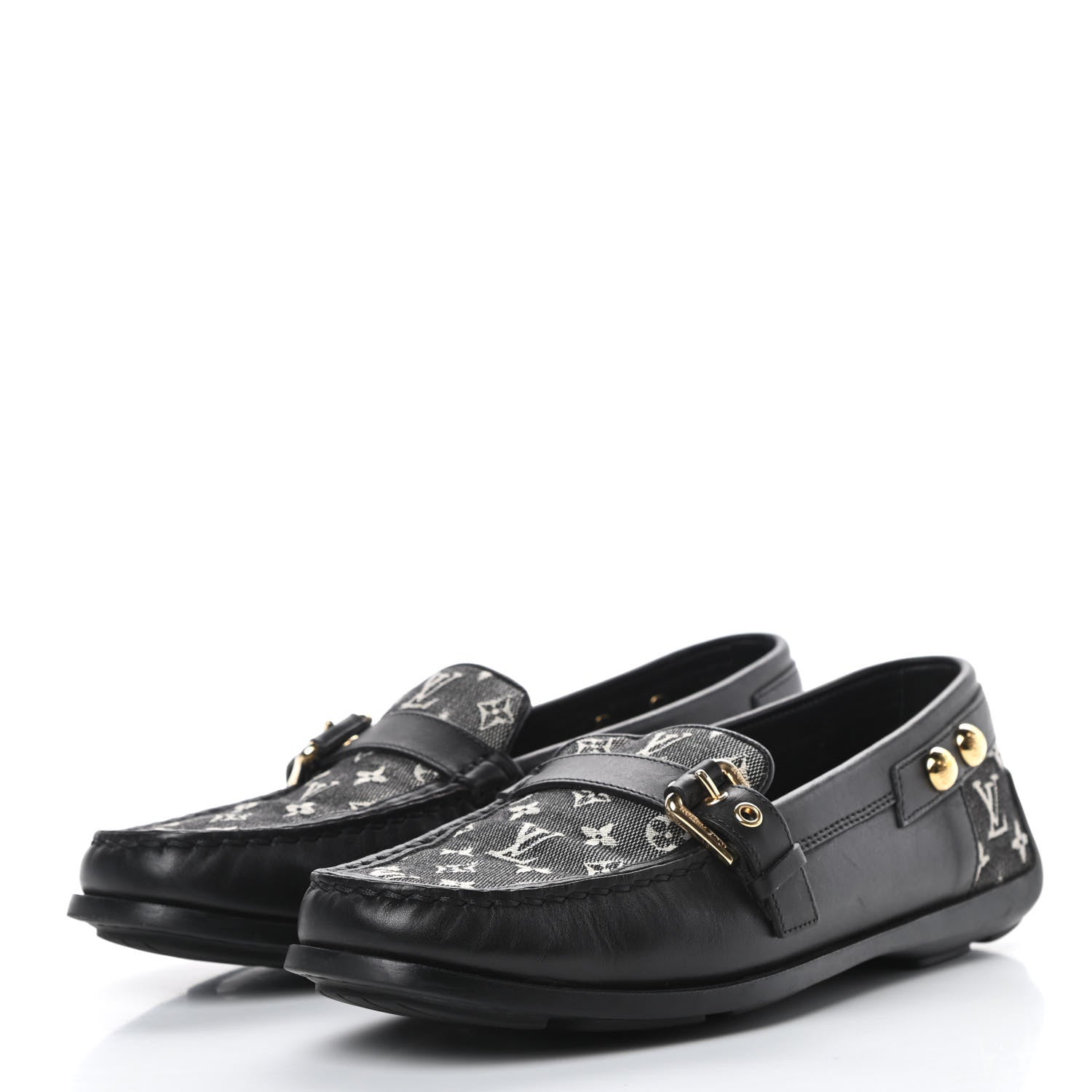 Louis Vuitton Calfskin Mini Lin Loafers 37 Black 3 of 11