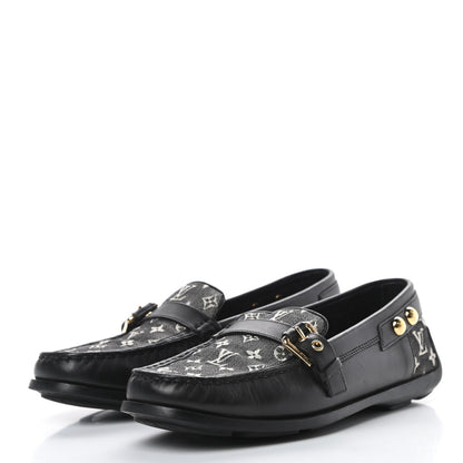 Louis Vuitton Calfskin Mini Lin Loafers 37 Black 3 of 11