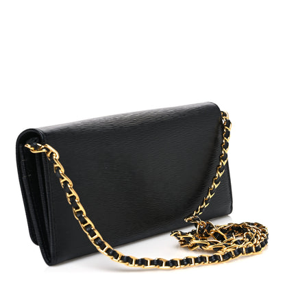 Prada Saffiano Metal Oro Chain Wallet Black 2 of 9