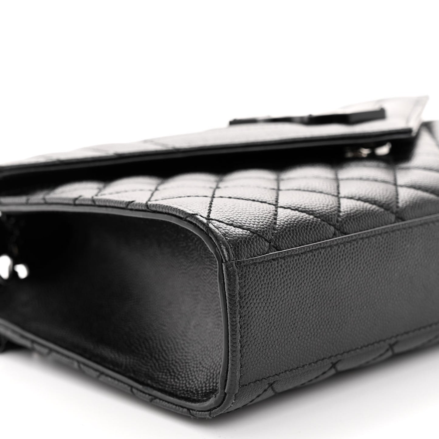 Grain De Poudre Textured Mixed Matelasse Triquilt Medium Monogram Monochrome Satchel Black