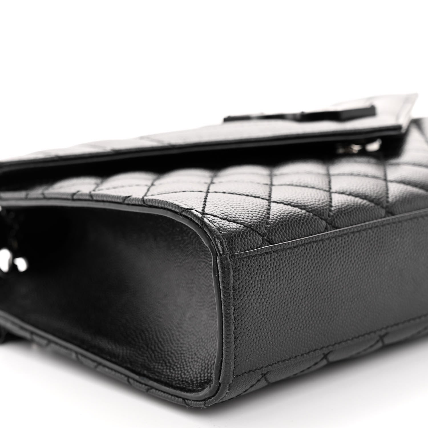 Saint Laurent Grain De Poudre Textured Mixed Matelasse Triquilt Medium Monogram Monochrome Satchel Black 8 of 10