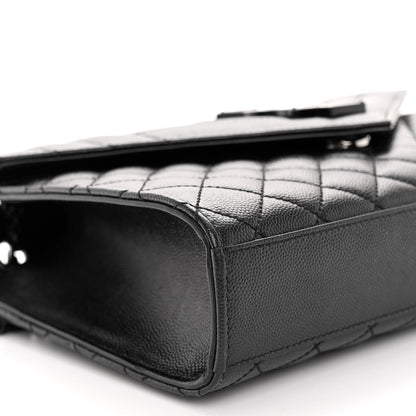 Saint Laurent Grain De Poudre Textured Mixed Matelasse Triquilt Medium Monogram Monochrome Satchel Black 8 of 10